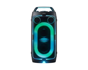 MX-ST50F Sound Tower in Front View with green and blue lights